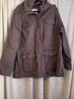 Market & Spruce Hooded Utility Jacket in Brown